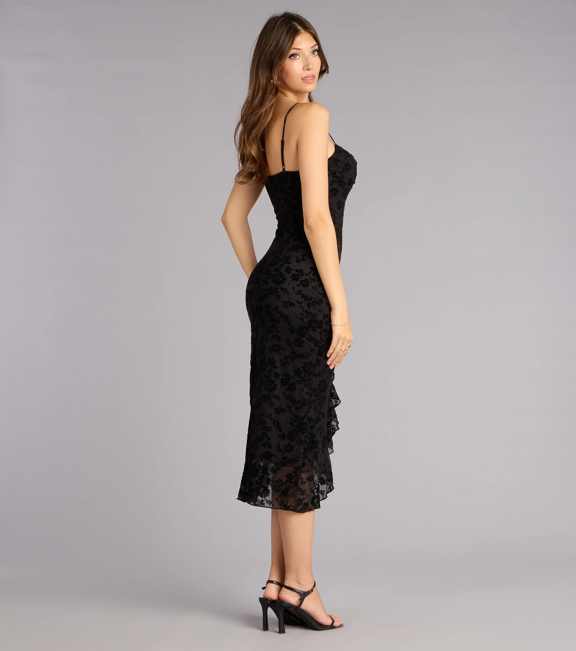 Sweetheart Chic Ruffle Midi Dress