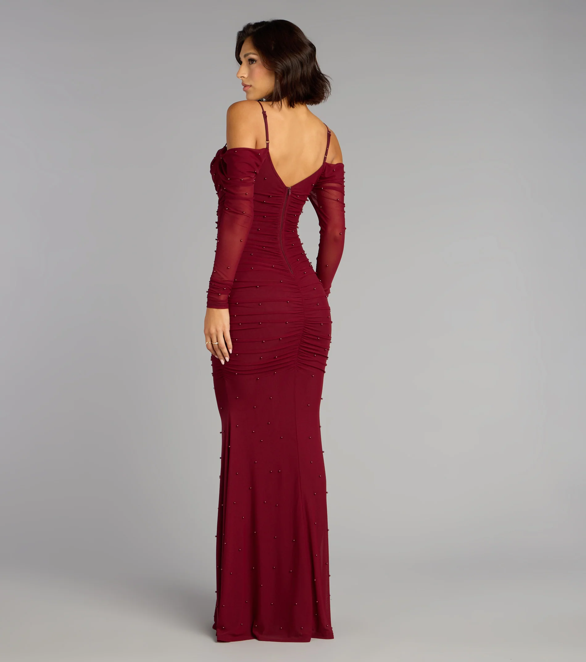 Lindsey Pearl Cold Shoulder Mermaid Formal Dress