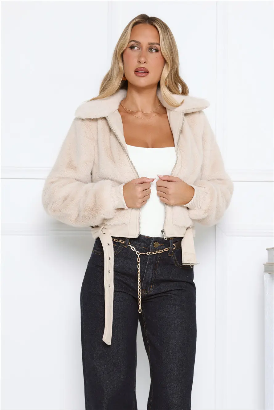 Plush Princess Faux Fur Jacket Cream