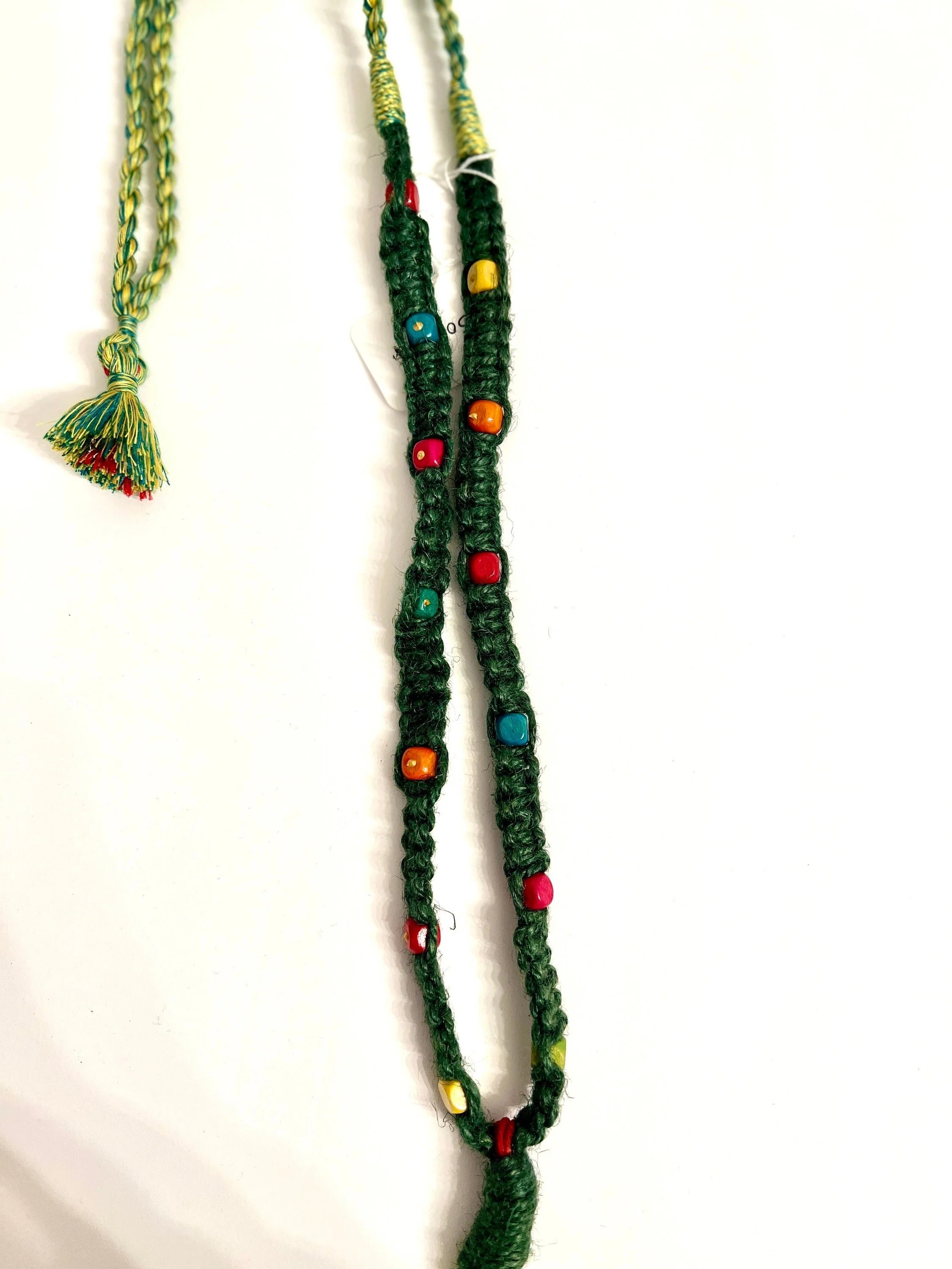 Collier bohème recyclé à pompons