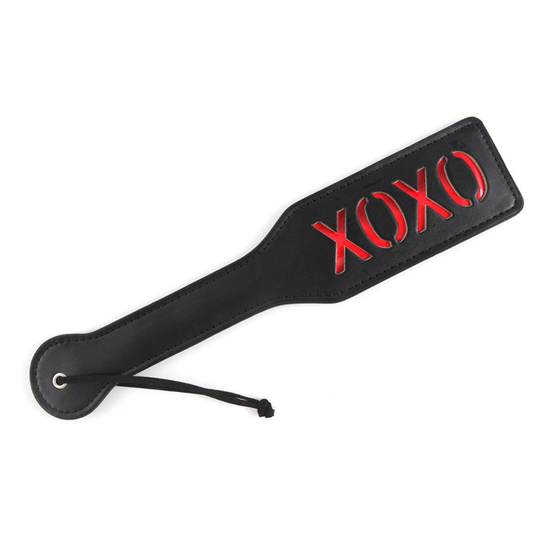 Hand-held xoxo butt-slapping device, PU leather paddle, sexual foreplay tool.