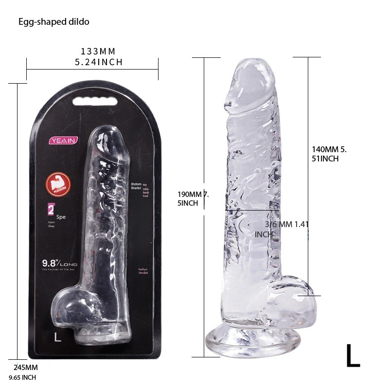 Crystal transparent egg-shaped phallic toy made of TPE material