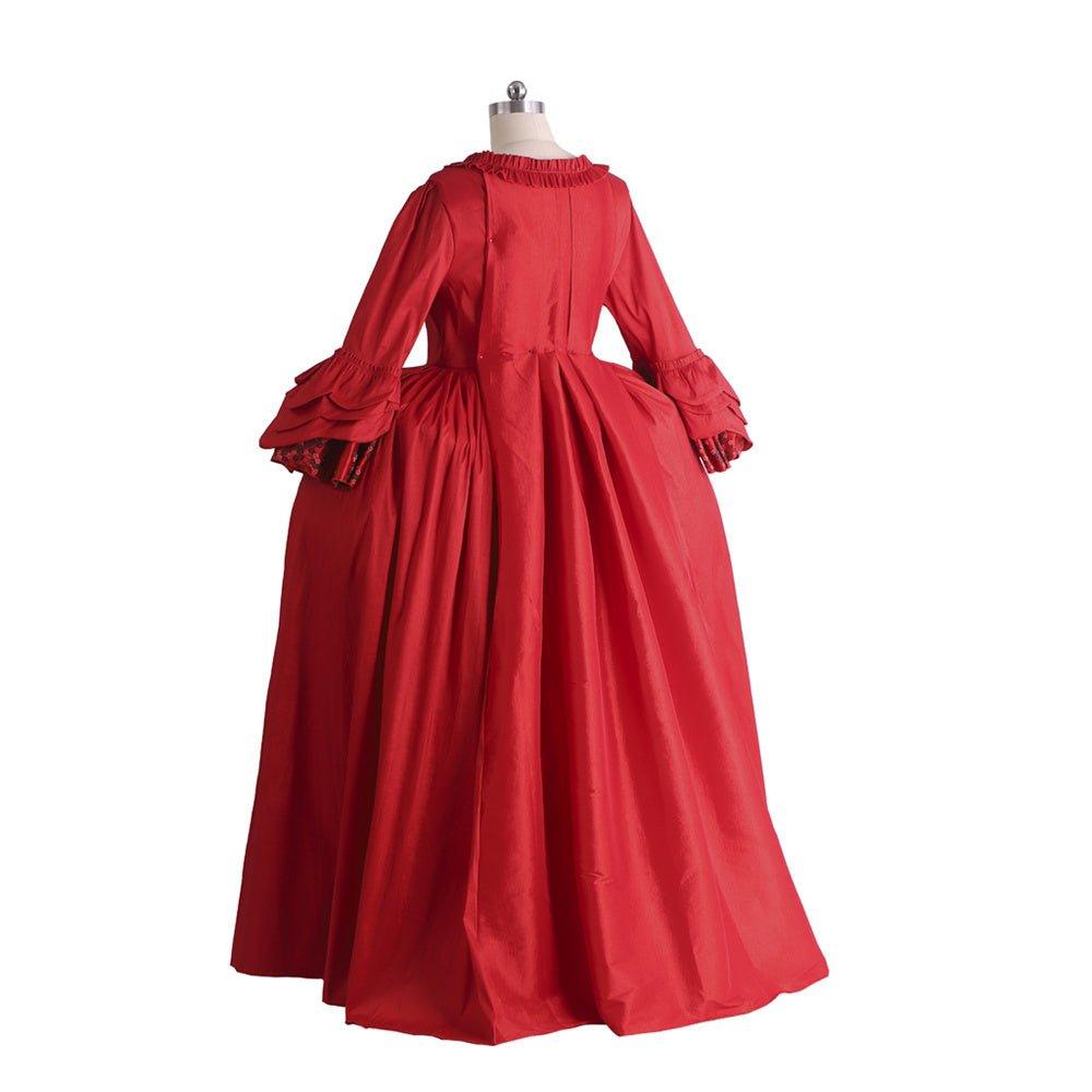 Vestido Rojo Rococó del Siglo XVIII con Encaje - Estilo Majestuoso Marie Antoinette de Fantasía Cosera - Fantasia Cosera