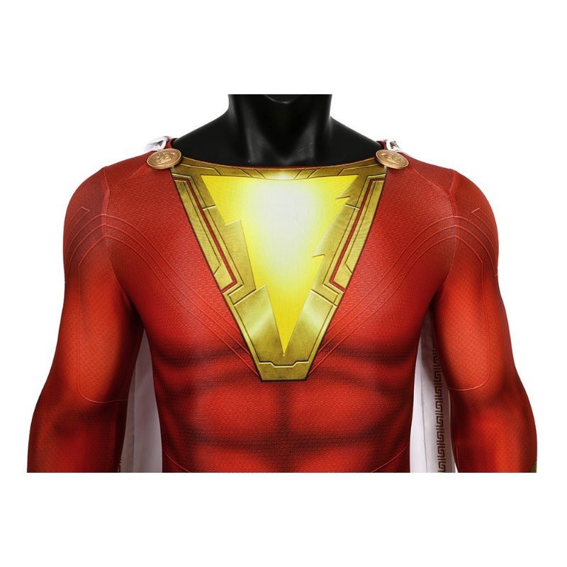 Traje de Cosplay de Shazam Billy Batson Captain Marvel Body-suit Zentai Ajustado - Fantasia Cosera