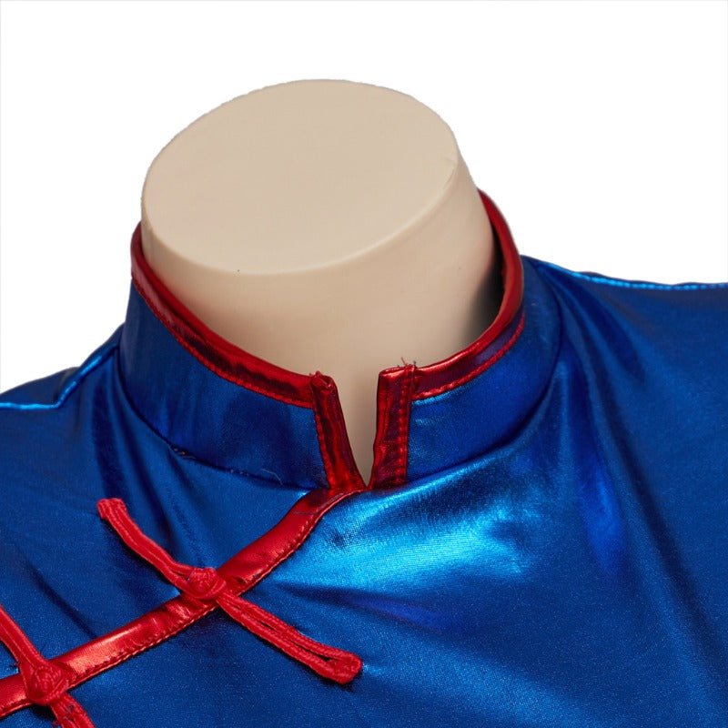 Traje de Cosplay de Chichi de Dragon Ball - Conjunto de Cheongsam Azul - Fantasia Cosera