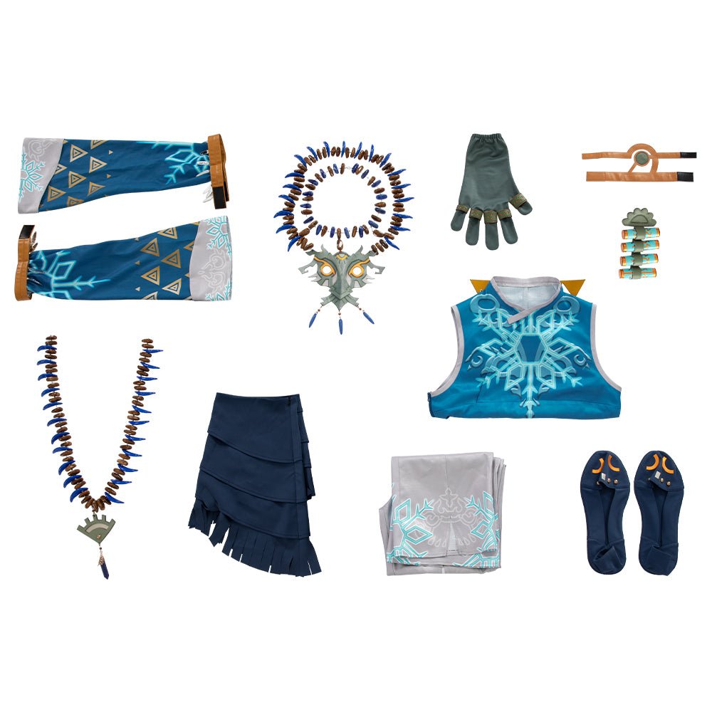 Traje de Link de The Legend of Zelda: Tears of the Kingdom – Camisa, Pantalones, Collar y Mangas - Fantasia Cosera
