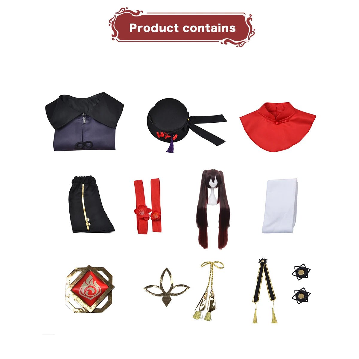 Peluca Cosplay Hu Tao Genshin Impact - Disfraz Anime Halloween Navidad - Fantasia Cosera