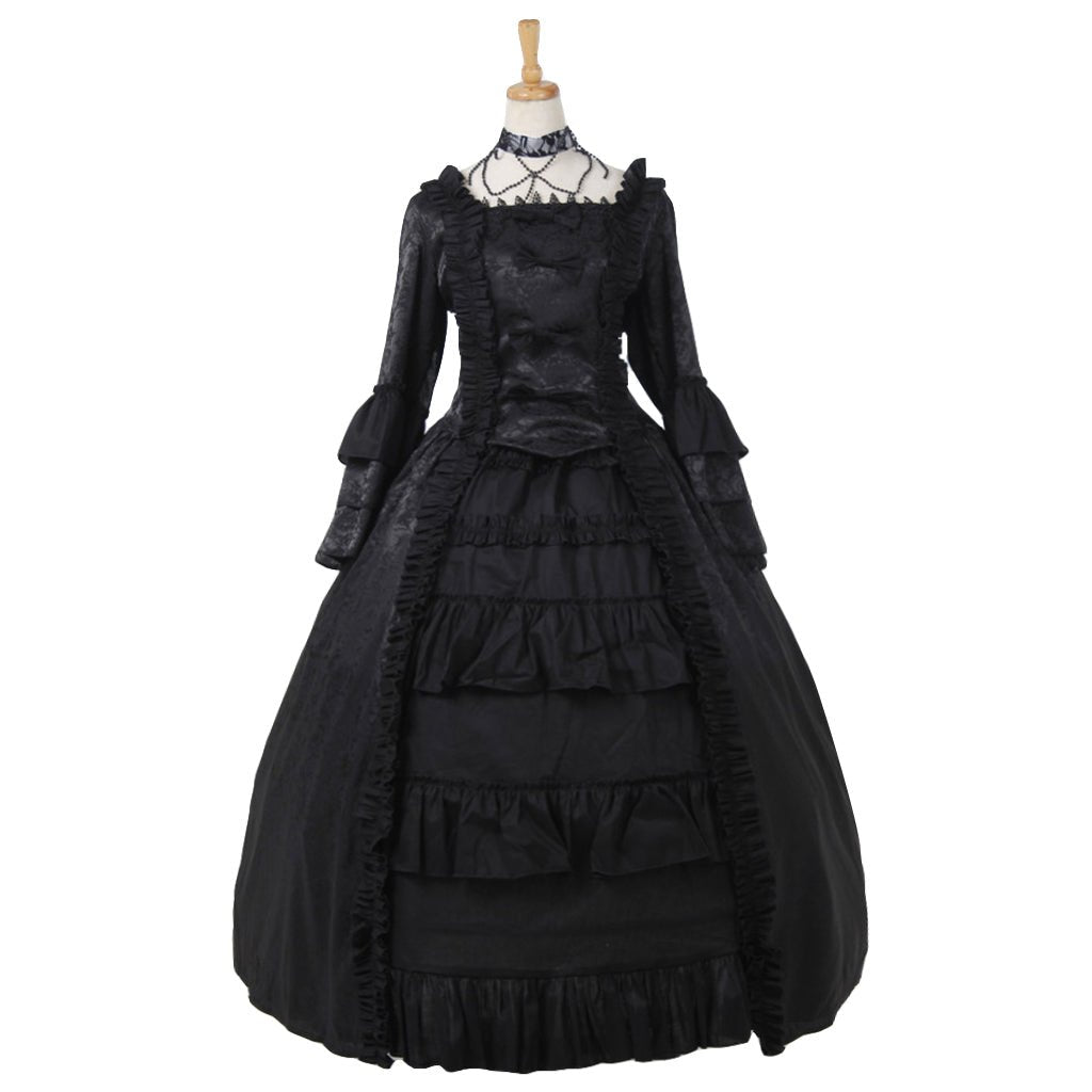 Vestido Lolita Victoriano de Fresa - Vestido Negro Lolita Inspirado en la Corte Gótica para Cosplay y Eventos - Fantasia Cosera
