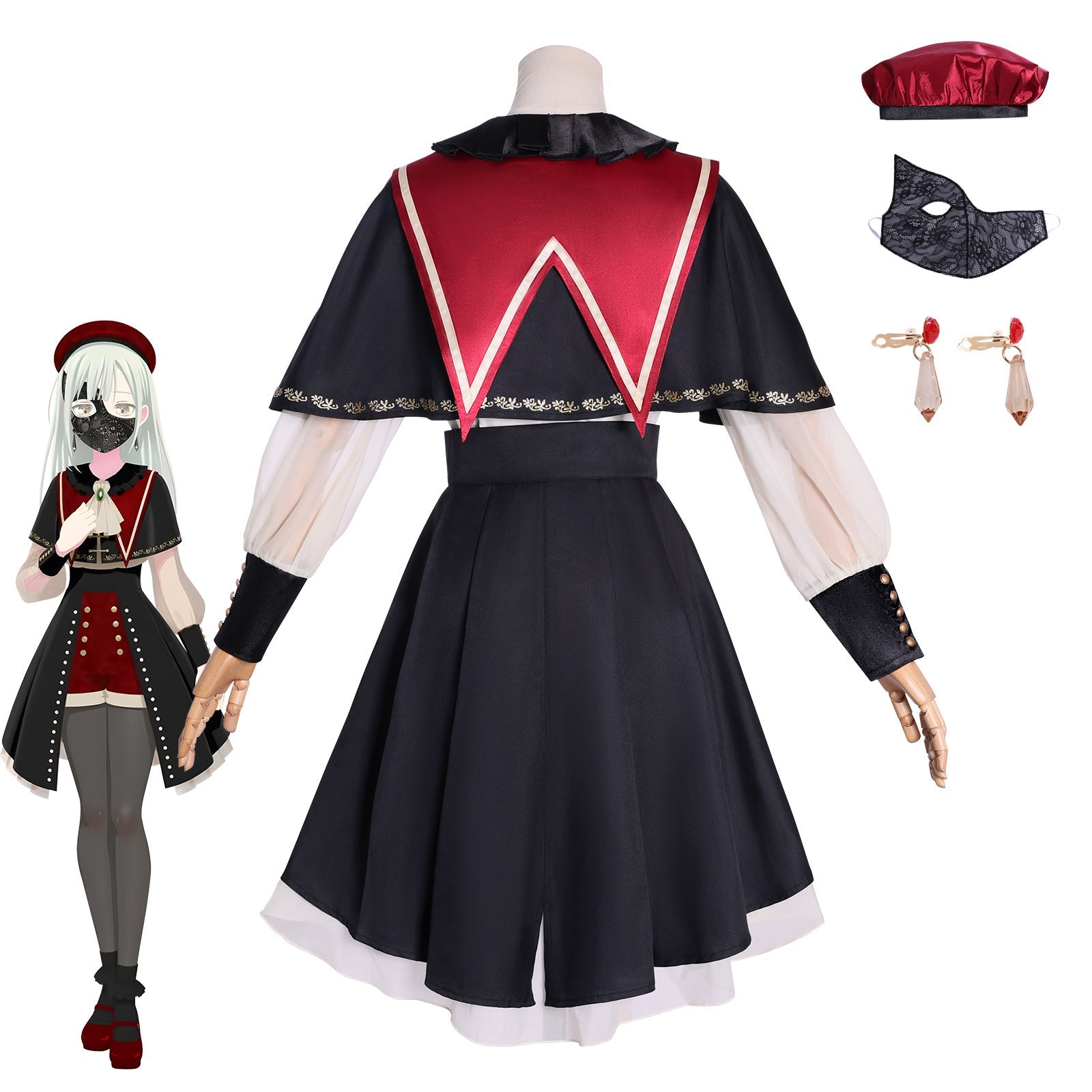 Traje de Cosplay de Wakana Mutsumi de BanG Dream! Ave Mujica - Estilo Gótico - Fantasia Cosera