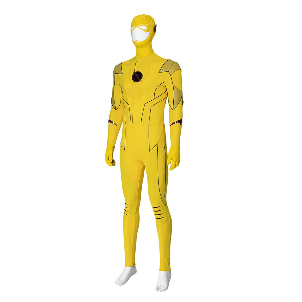 Traje de Cosplay Reverse Flash Armageddon Barry Allen Outfit Amarillo de DC The Flash - Fantasia Cosera