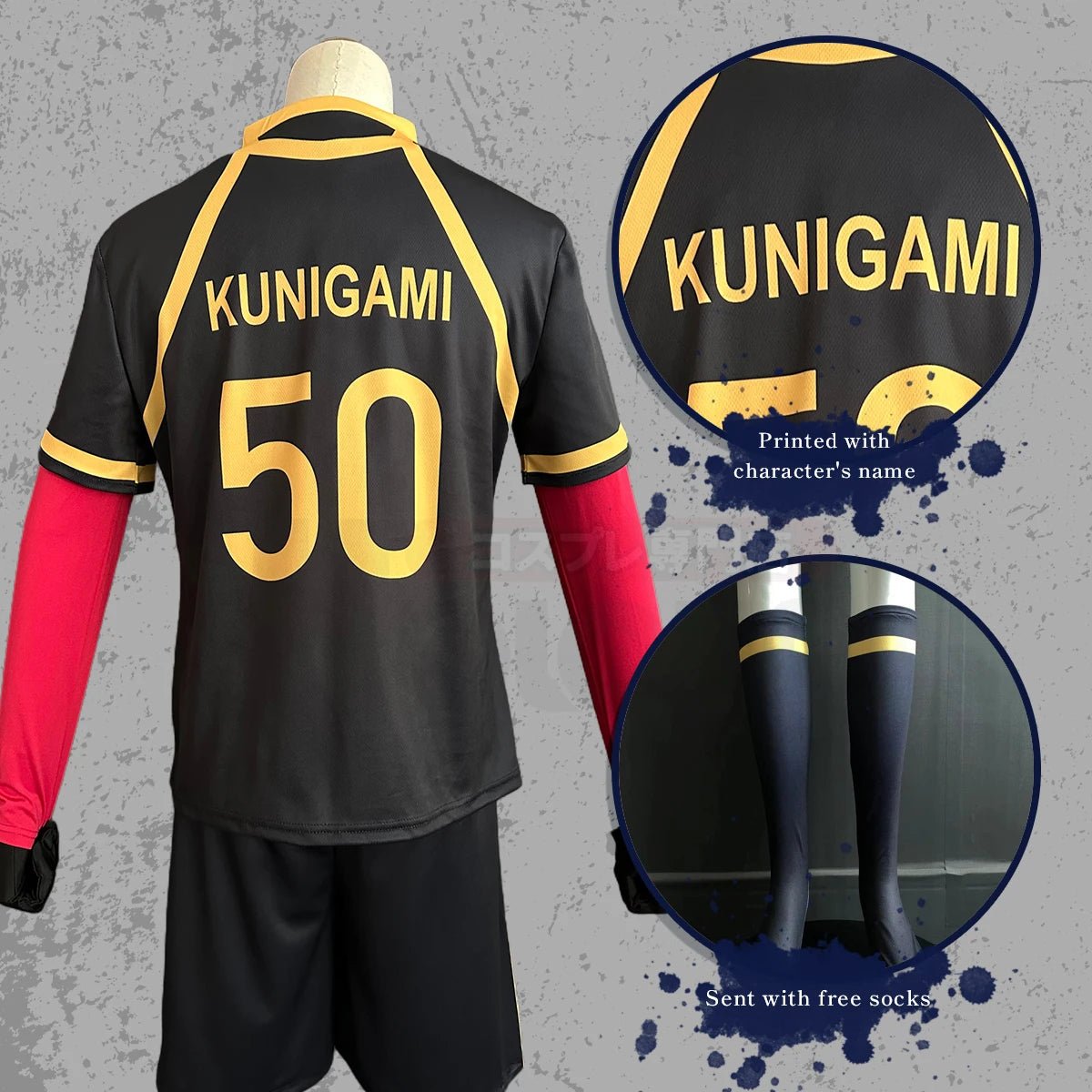 Disfraz de Cosplay de Kunigami Rensuke de Blue Lock - Camiseta de Fútbol con Peluca NO.50 - Fantasia Cosera