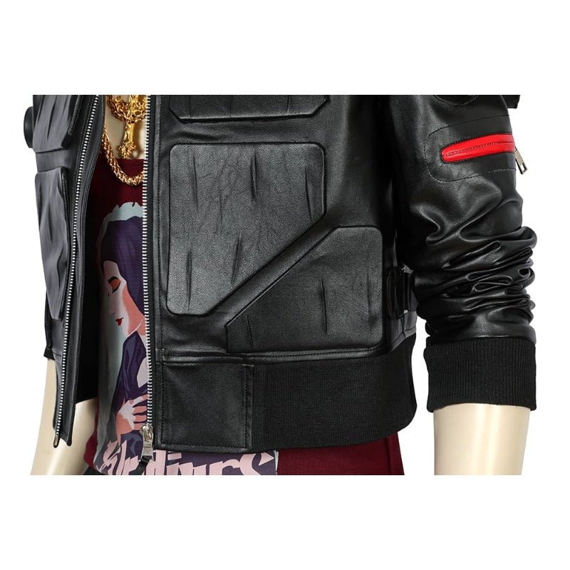 Traje de Cosplay Jackie 2077 en Piel Artificial Negro para Halloween y Fiestas - Fantasia Cosera