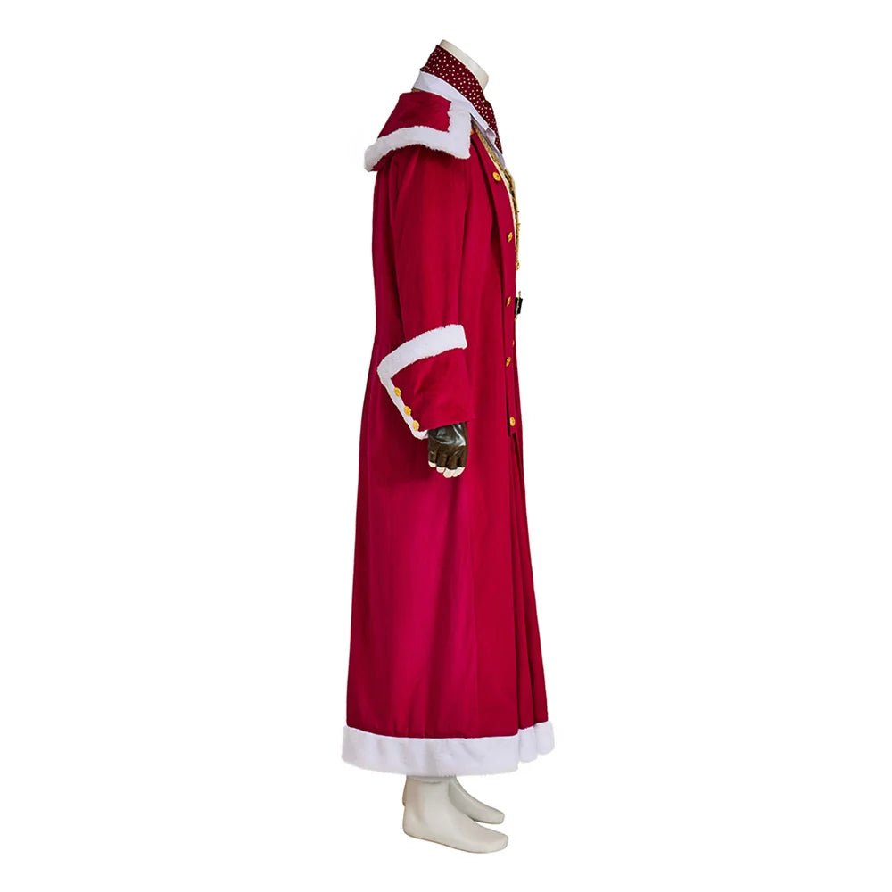 Traje de Cosplay de Santa Claus Medieval Navideño - Chaqueta de Terciopelo Roja con Capa - Fantasia Cosera