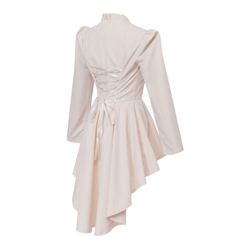 Vestido Gótico Medieval de Cocktail Alto-Bajo – Traje de Cosplay de Manga Larga para Mujer - Fantasia Cosera