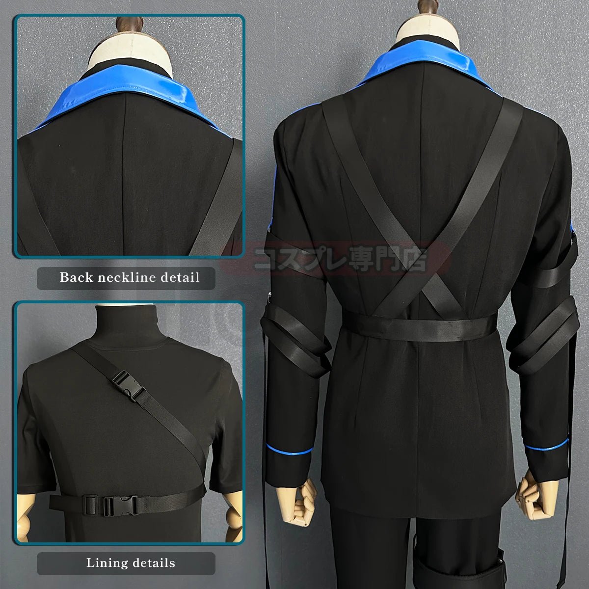 Traje de Cosplay de Chigiri de Blue Lock - Peluca, Chaqueta y Pantalones en Negro y Azul - Fantasia Cosera
