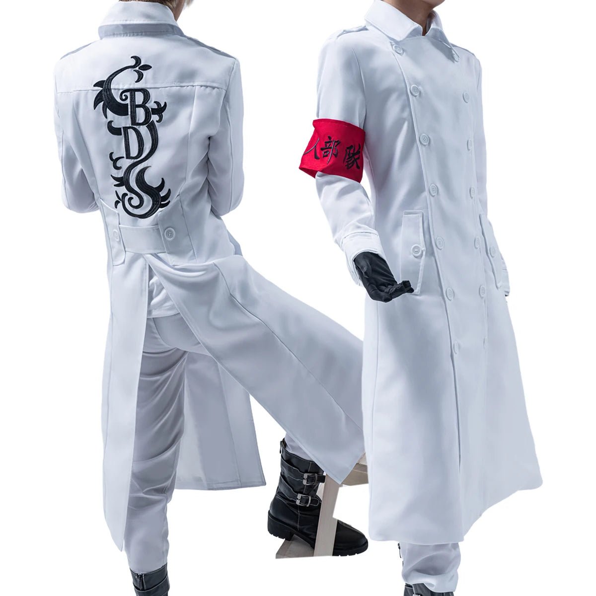 Disfraz Cosplay de Hajime Kokonoi Koko Seishu Inui de Tokyo Anime - Abrigo con Dragón Negro y Bordados Blancos - Fantasia Cosera