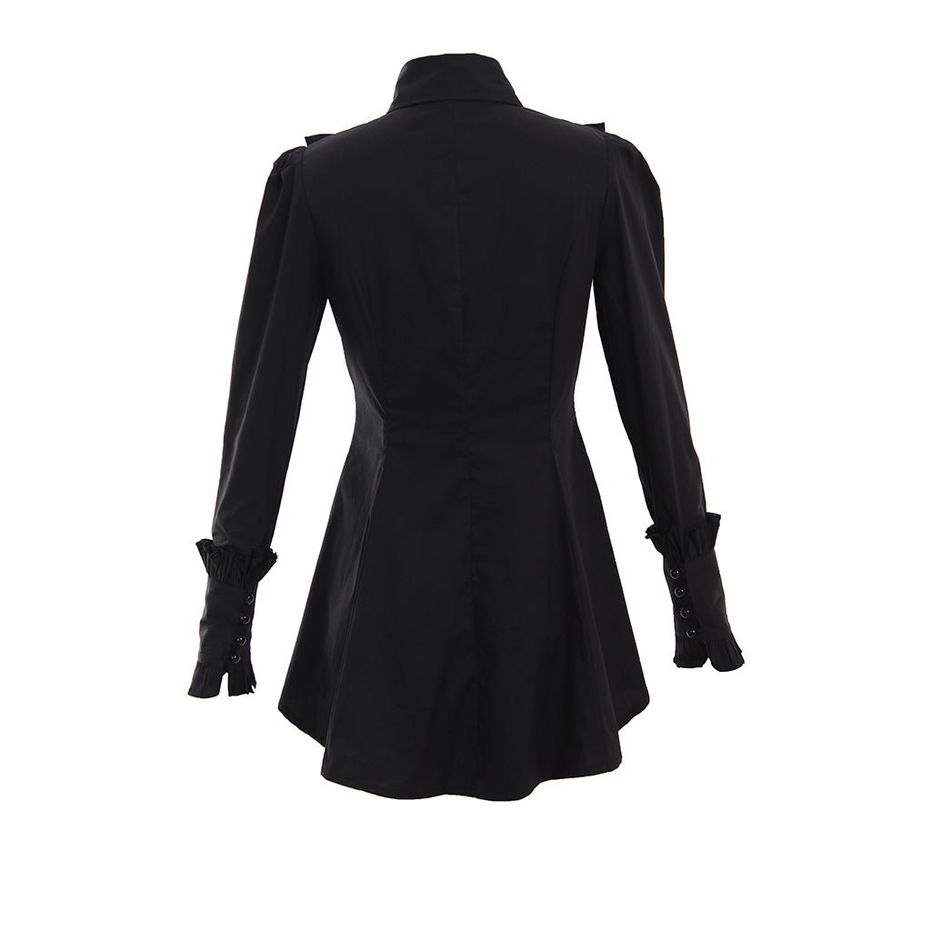 Blusa Negra Victoriana Gótica con Volantes para Mujer - Estilo Romántico Vintage - Fantasia Cosera