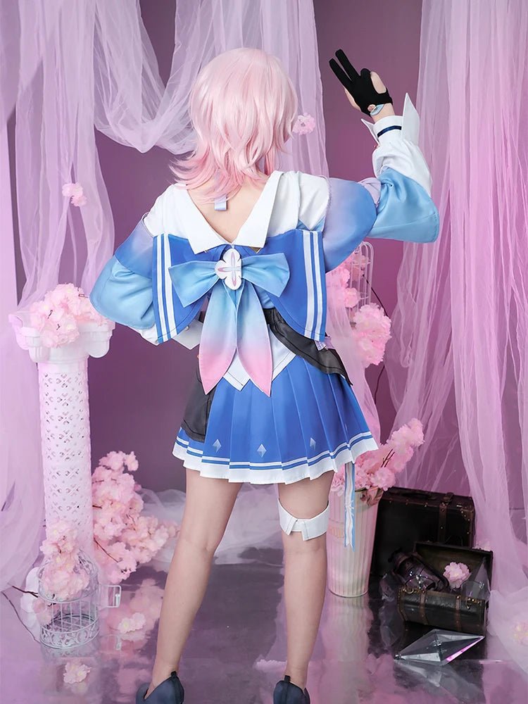 Traje de Cosplay de Marzo 7 del Juego Honkai Star Rail - Vestido Azul para Mujer - Fantasia Cosera
