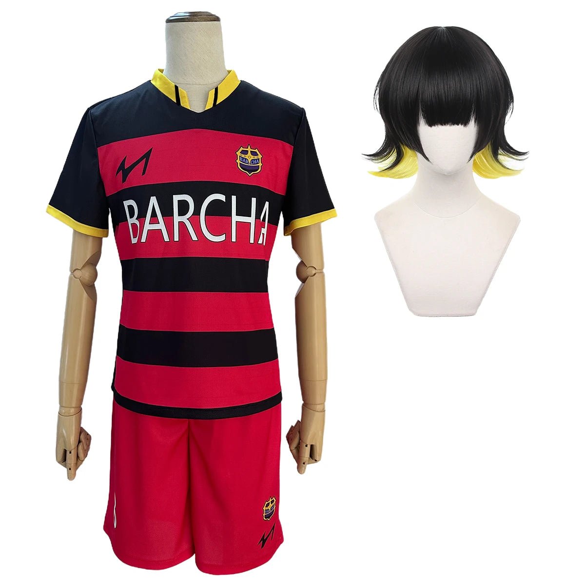 Disfraz Cosplay de Blue Lock Anime FC Barcha Bachira Otoya Lavinho con Peluca y Uniforme de Fútbol Bordado Set 3PCS - Fantasia Cosera