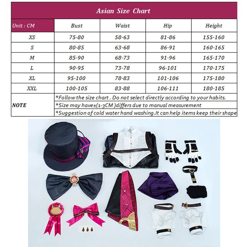 Traje de Cosplay Iyney Genshin Impact Gemelos Lyney Sombrero Mágico Uniforme de Truco de Magia Halloween Mujer Conjunto Completo - Fantasia Cosera