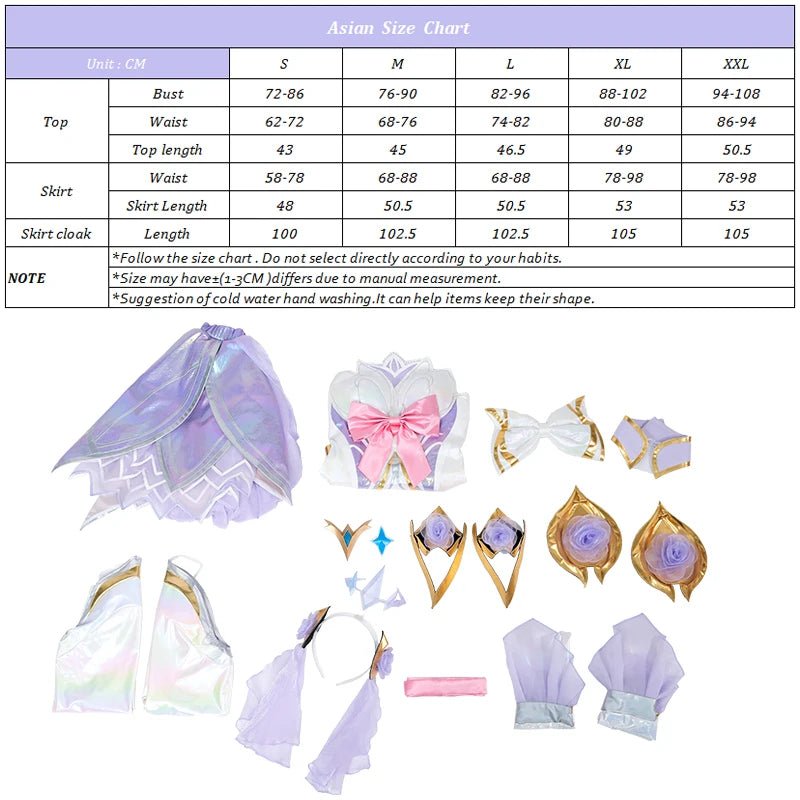 Traje de Cosplay LOL Rosa de Cristal Seraphine - Diseño de Rosa Outfit Halloween Mujer Nuevo Skin - Fantasia Cosera