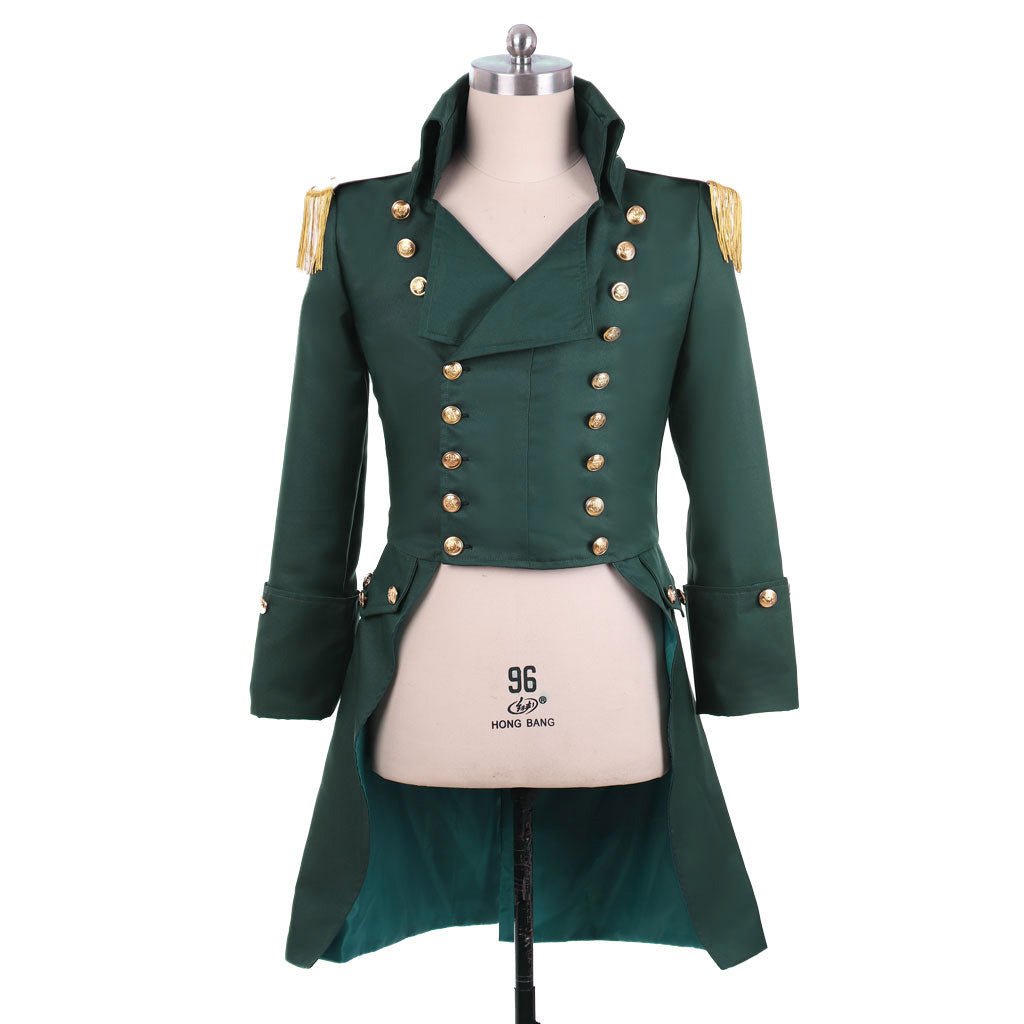 Chaqueta Militar Colonial Verde para Hombres - Inspirada en Hamilton | Fantasía Cosera Serie Medieval - Fantasia Cosera