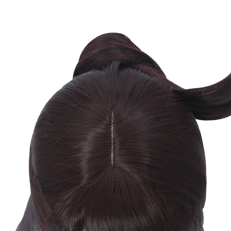 Peluca Beidou Genshin Impact 80cm Larga Marrón para Mujer, Cabello Sintético Resistente al Calor - Fantasia Cosera
