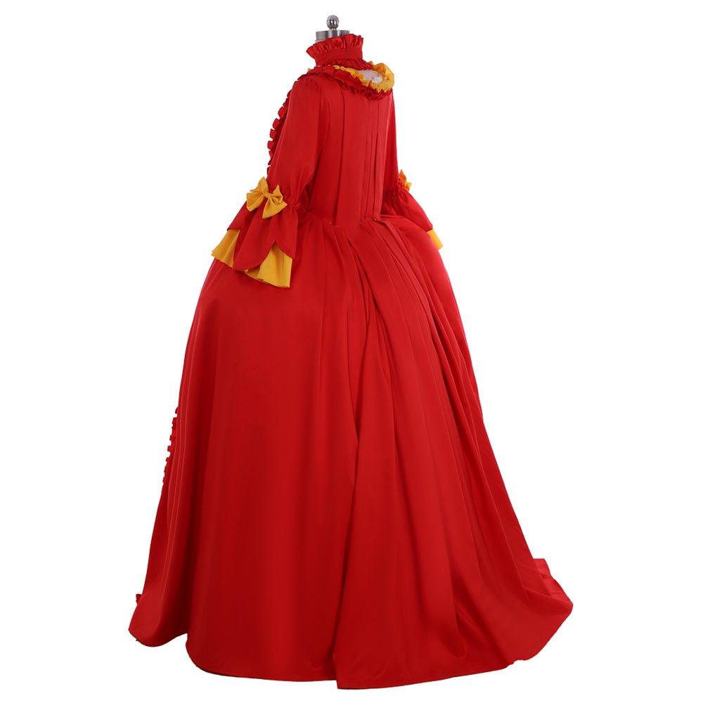 Vestido Rojo y Amarillo del Siglo XVIII - Un Vibrante Disfraz Inspirado en Marie Antoinette - Fantasia Cosera