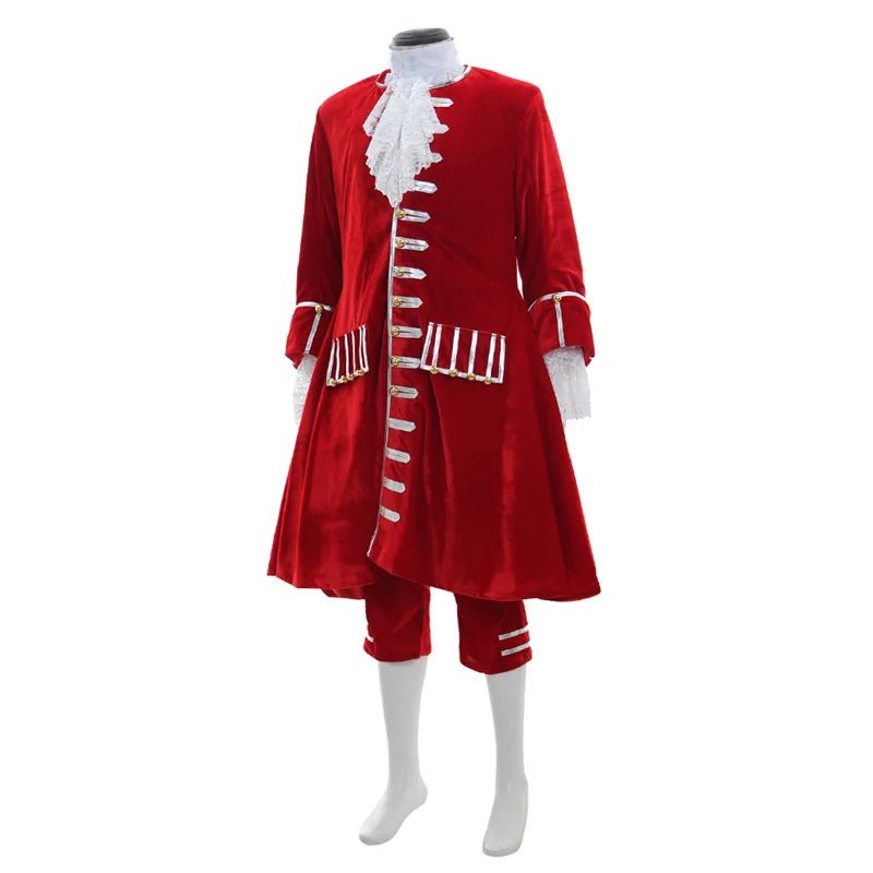 Traje de Aristócrata del Siglo XVIII para Hombres - Terciopelo Rojo Vintage | Fantasía Cosera Serie Medieval - Fantasia Cosera