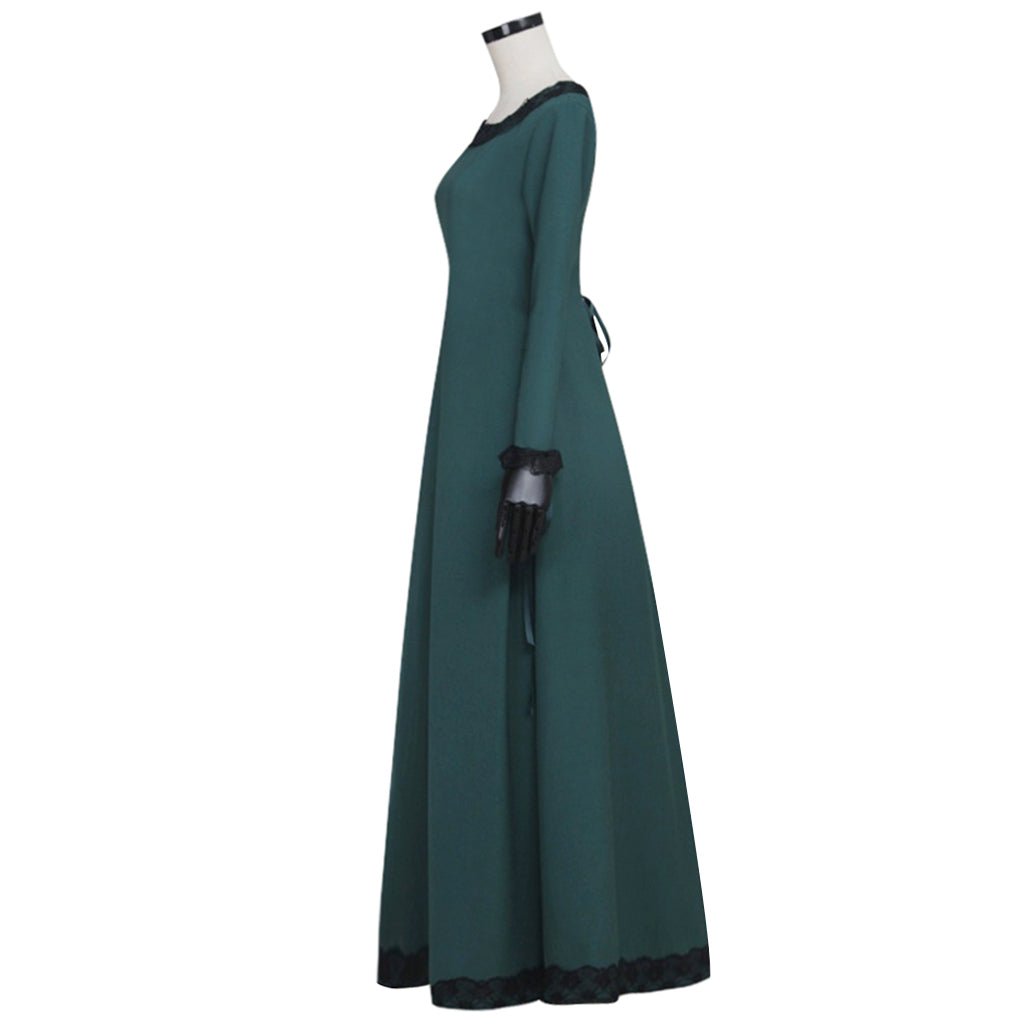 Vestido Medieval Renacentista Irlandés Traje Campesino Retro Bodice Verde Oscuro para Cosplay - Fantasia Cosera