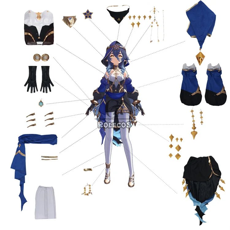 Traje de Cosplay de Layla Genshin Impact para Mujeres, Disfraz de Bailarinas Exóticas de Sumeru, Conjunto Completo para Halloween - Fantasia Cosera