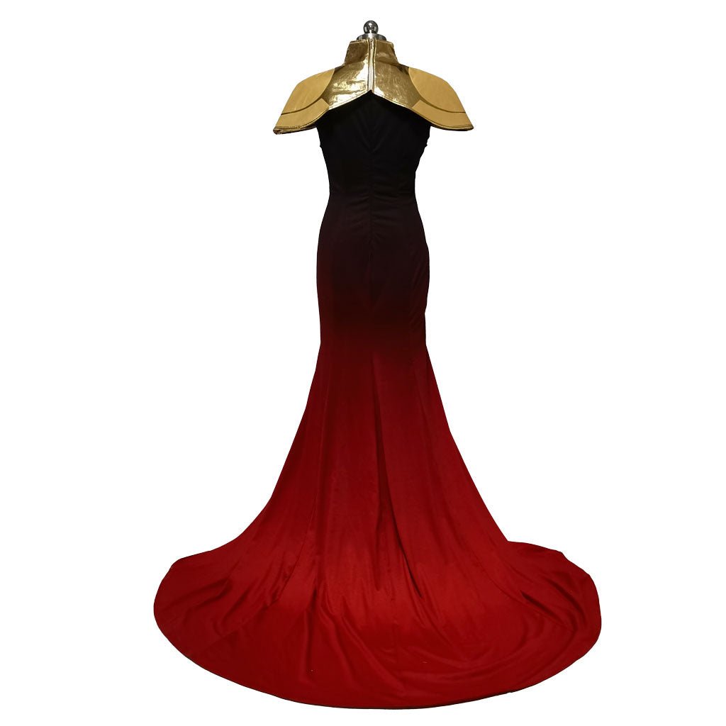 Disfraz de Carmilla de Castlevania - Vestido Ceremonial Rojo con Peluca Blanca Larga - Fantasia Cosera