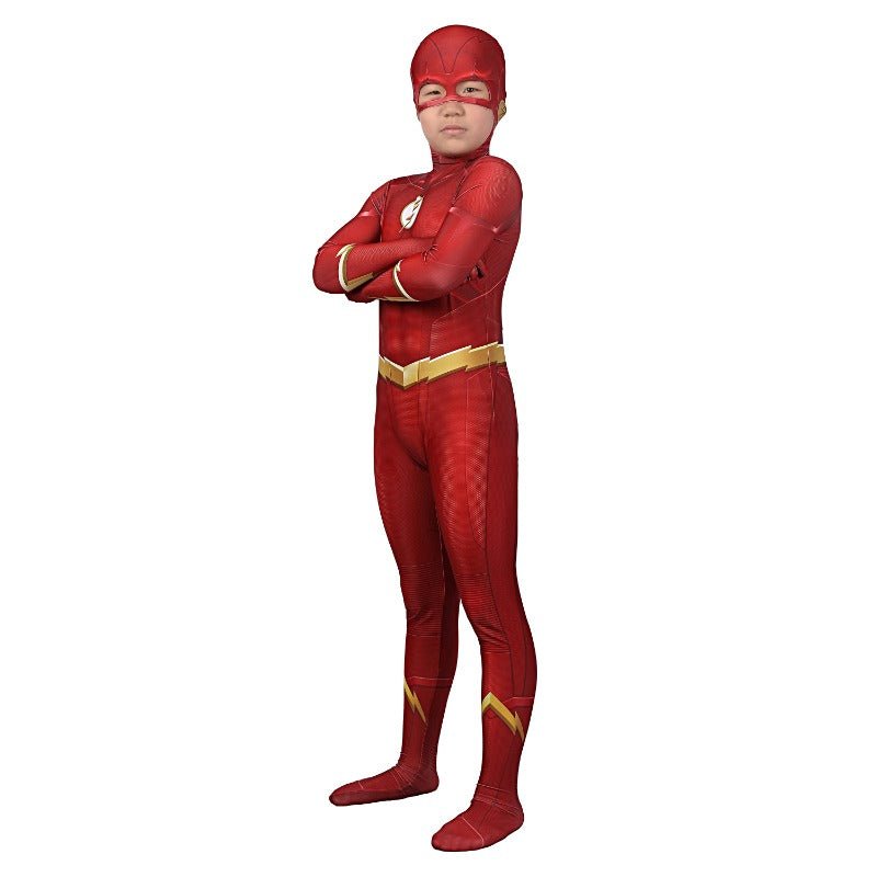 Traje de Cosplay de Barry Allen de The Flash Temporada 5 con Máscara Impresión 3D Conjunto Completo - Fantasia Cosera