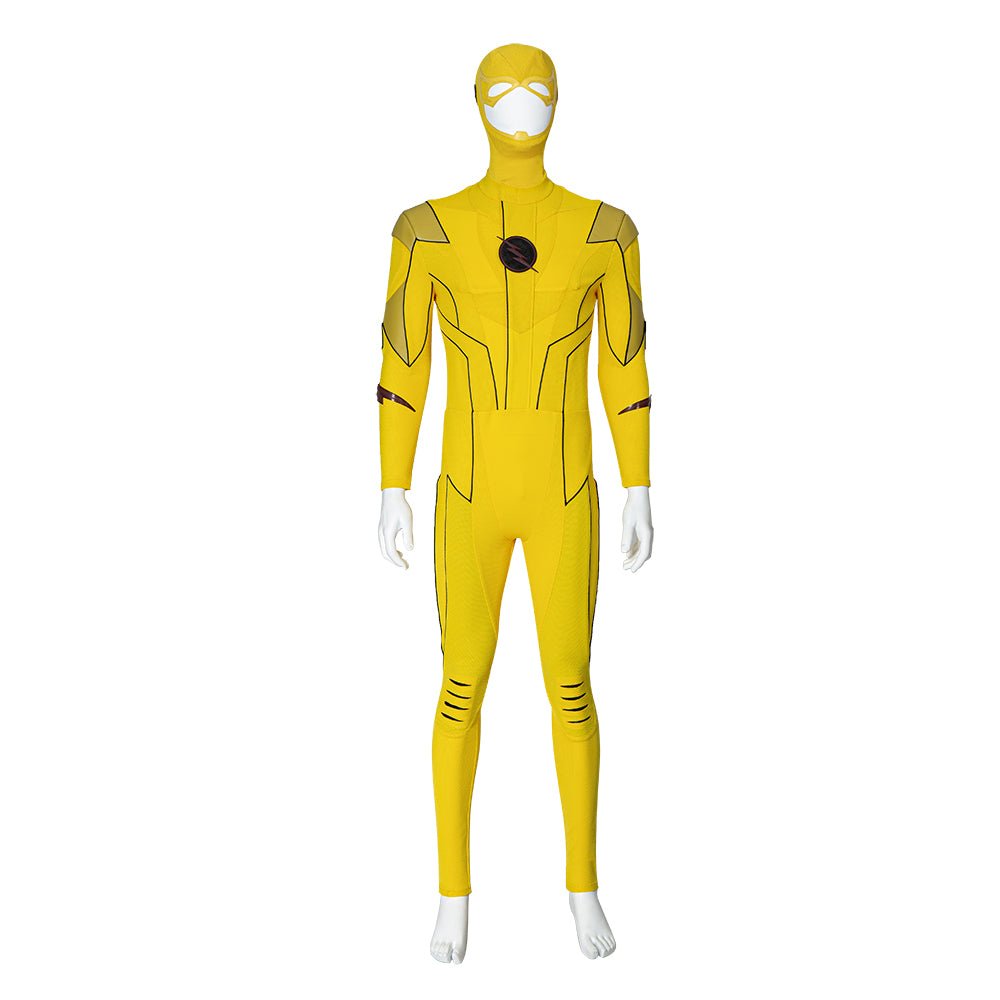 Traje de Cosplay Reverse Flash Armageddon Barry Allen Outfit Amarillo de DC The Flash - Fantasia Cosera
