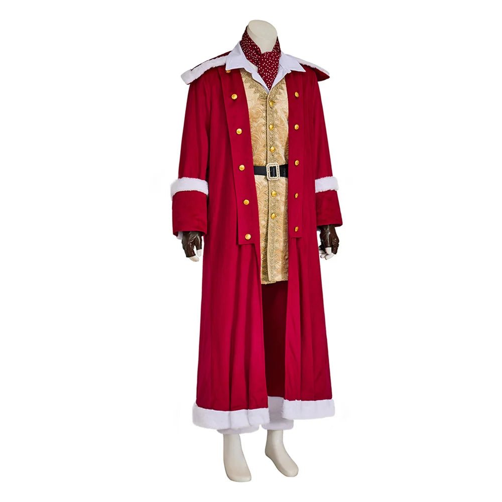 Traje de Cosplay de Santa Claus Medieval Navideño - Chaqueta de Terciopelo Roja con Capa - Fantasia Cosera