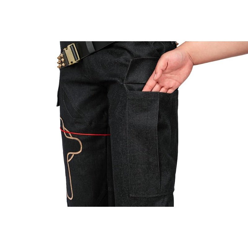 Traje de Cosplay Jackie 2077 en Piel Artificial Negro para Halloween y Fiestas - Fantasia Cosera