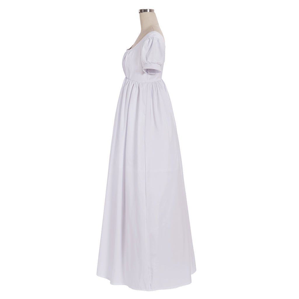 Vestido Regencia Blanco Sencillo para Damas - Vestido de Baile de Té Hecho a Medida - Estilo Medieval - Fantasia Cosera