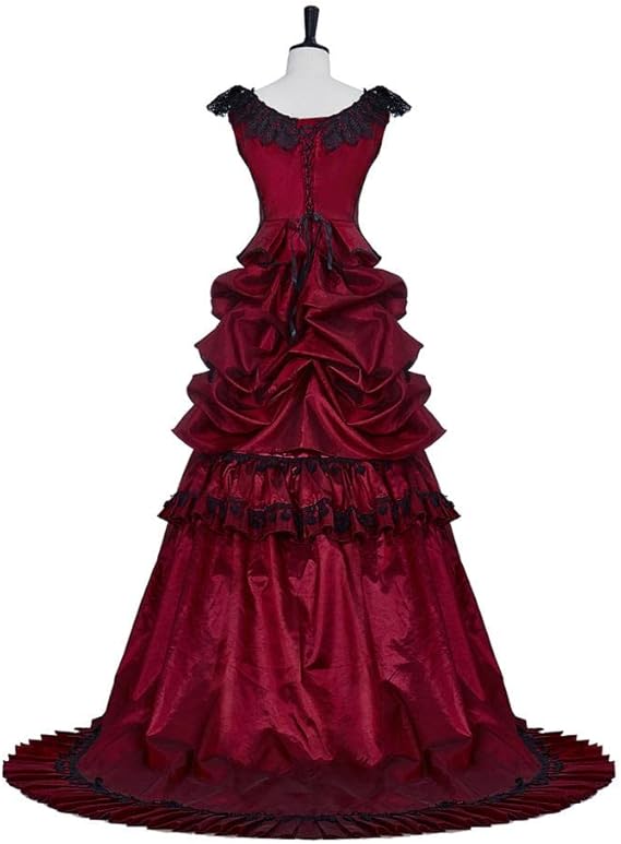 Vestido de Baile Victoriano – Vestido Gótico con Polisón del Siglo XVIII, Traje Formal de Vampiro - Fantasia Cosera