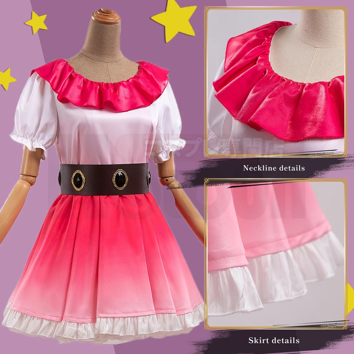 Disfraz de Ai Hoshino de OSHI NO KO con Peluca Rosa Degradado y Vestido - Fantasia Cosera