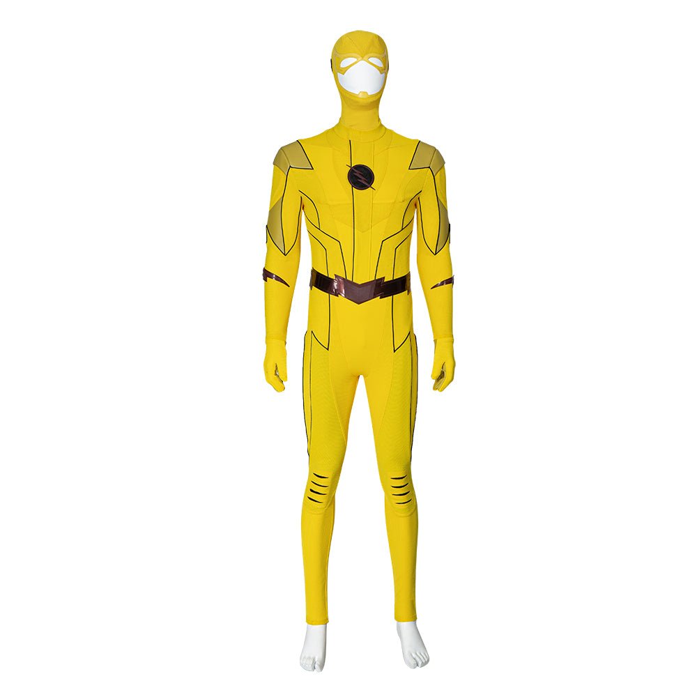 Traje de Cosplay Reverse Flash Armageddon Barry Allen Outfit Amarillo de DC The Flash - Fantasia Cosera