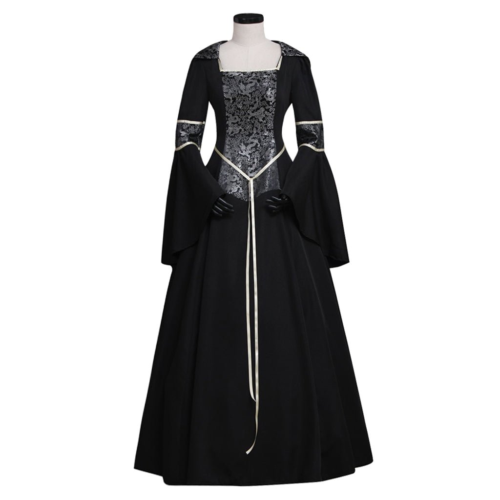 Vestido Negro Medieval Renacentista Victoriano para Mujer - Vestido de Gala Gótico - Fantasia Cosera
