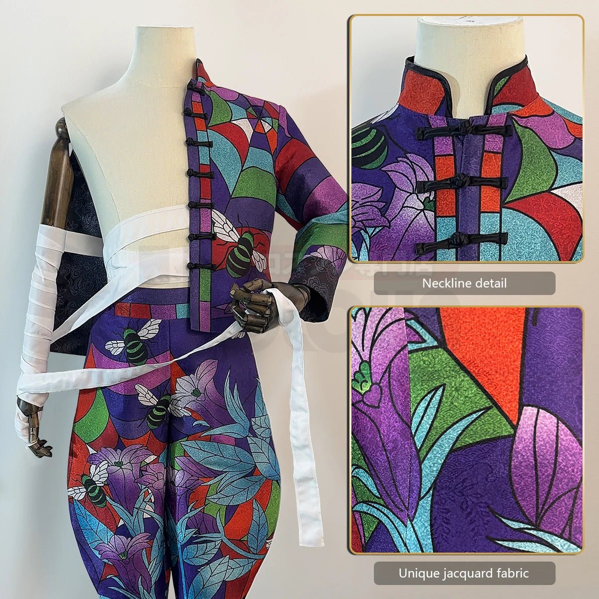 Disfraz de Cosplay de Rindo Haitani de Tokyo Anime con Peluca, Chaqueta de Red de Rosas, Pantalones y Vendajes - Fantasia Cosera