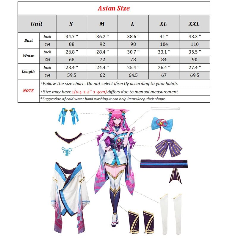 Traje de Cosplay LOL Espíritu Floral Ahri para Mujer Kimono Conjunto Completo Vestido Chino - Fantasia Cosera