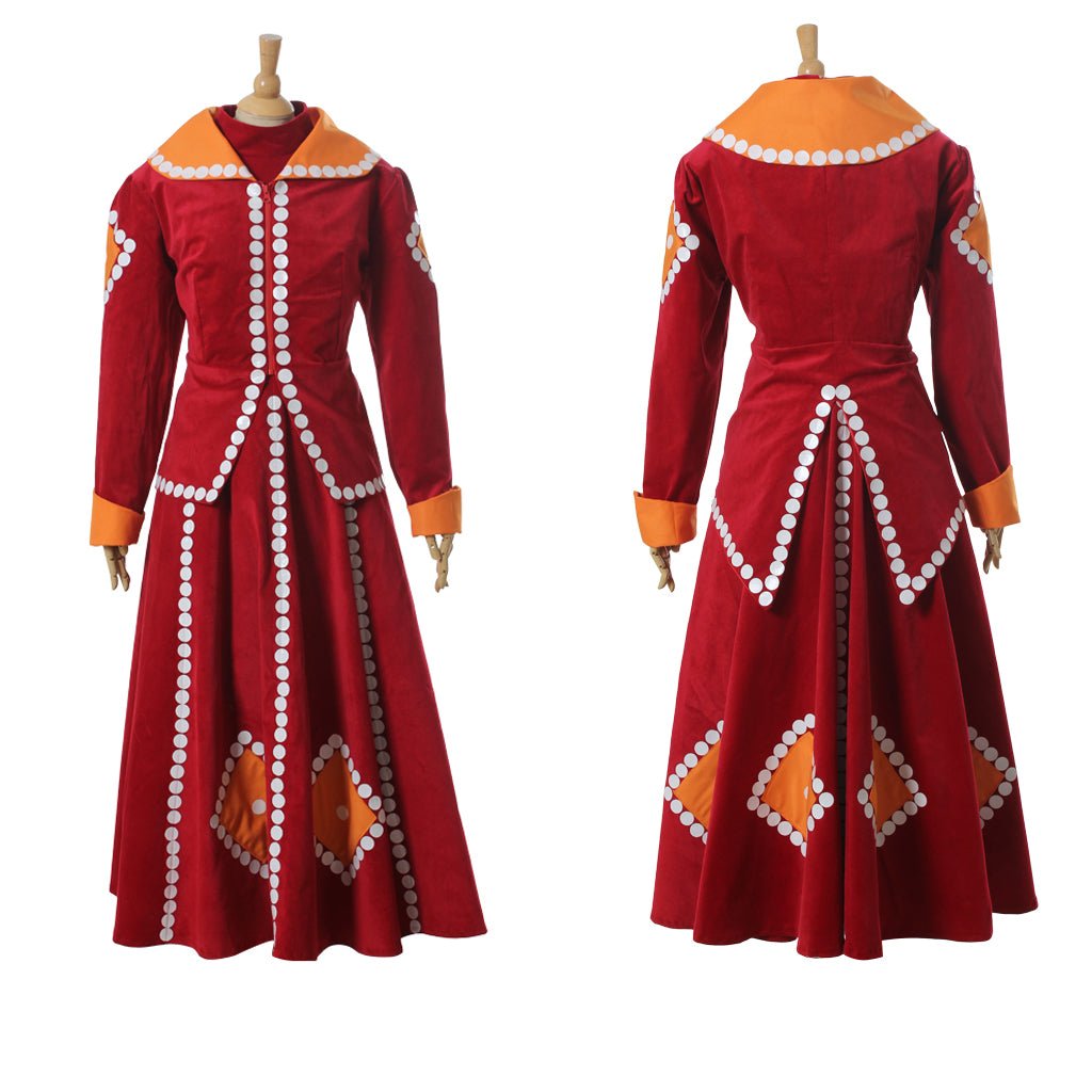 Vestido Rojo para Adultos de Lady Tremaine, la Madrastra Malvada, para Cosplay - Fantasia Cosera