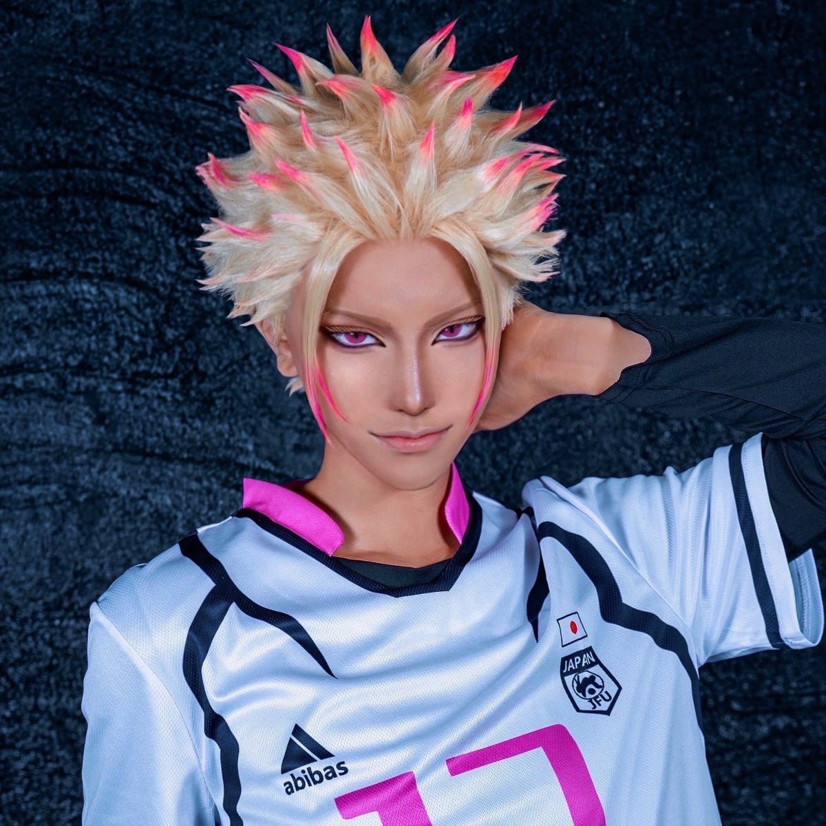 Peluca de Cosplay Shidou Ryusei de Blue Lock Fútbol Rosa Sintética Ajustable Resistente al Calor - Fantasia Cosera