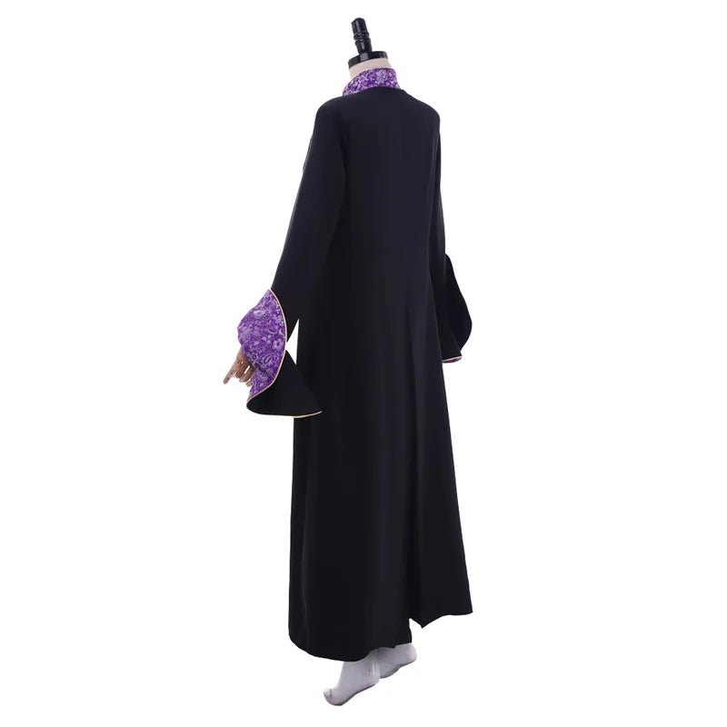 Vestido de Sacerdotisa Medieval para Mujer - Manga de Trompeta Negro con Capa | Serie Cosplay Fantasía Cosera - Fantasia Cosera