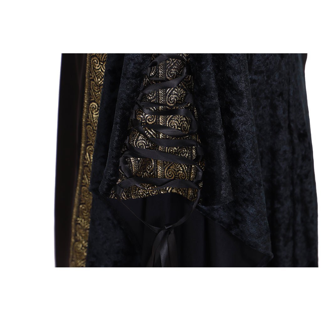 Vestido de Terciopelo Negro Medieval Renacentista para Cosplay Hecho a Medida - Fantasia Cosera