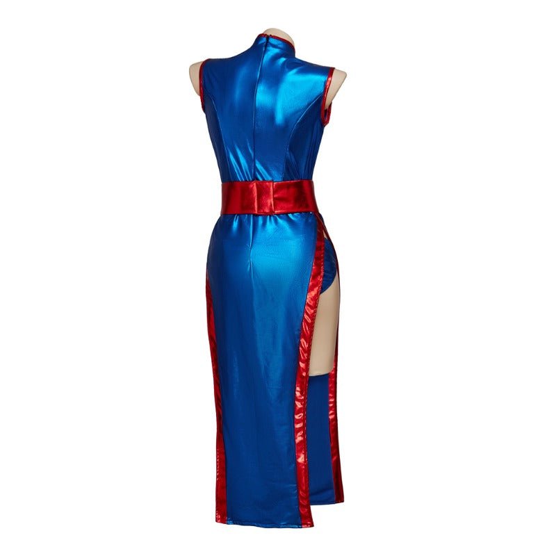 Traje de Cosplay de Chichi de Dragon Ball - Conjunto de Cheongsam Azul - Fantasia Cosera