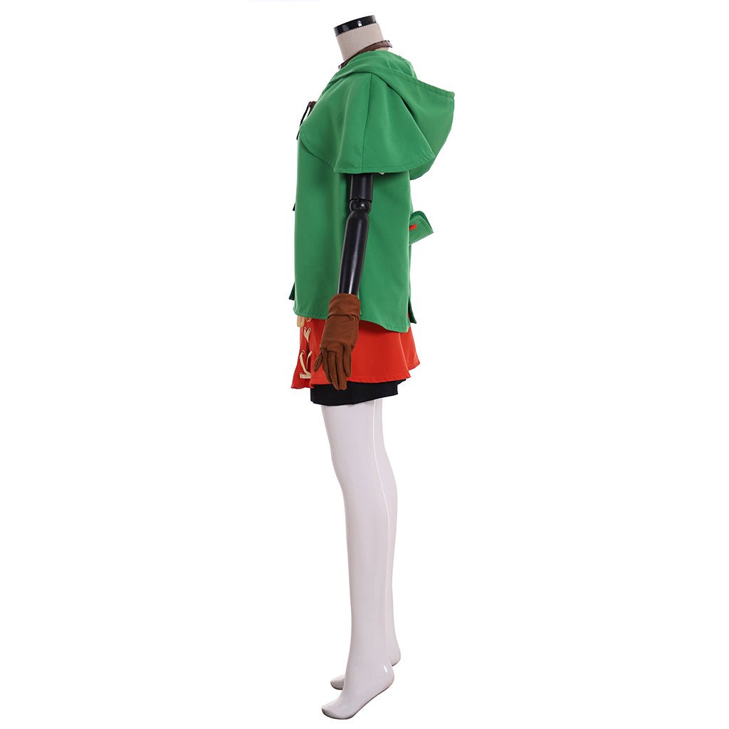 Traje de Cosplay de Linkle Elfo - Conjunto Completo con Capa Verde, Camisa, Pantalones y Falda - Fantasia Cosera