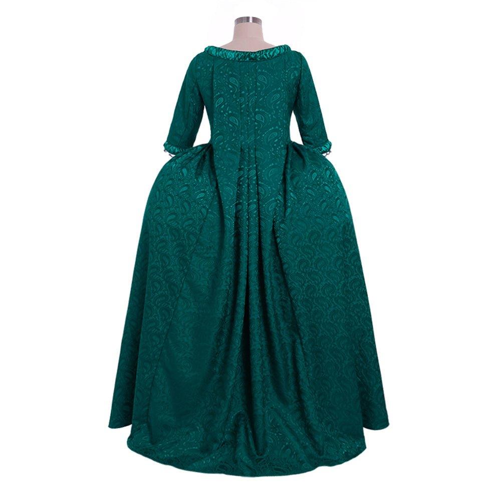 Vestido de Brocado Verde Inspirado en Marie Antoinette - Siglo XVIII Rococo Revival por Fantasía Cosera - Fantasia Cosera
